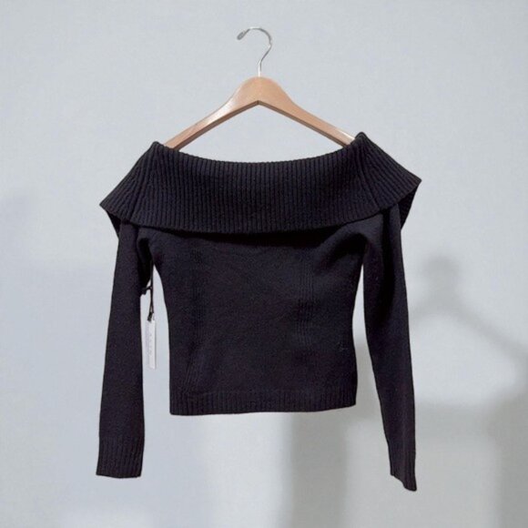 NWT ASTR Zella Wide Collar Off Shoulder Wool Blend Sweater One Size - Picture 6 of 6